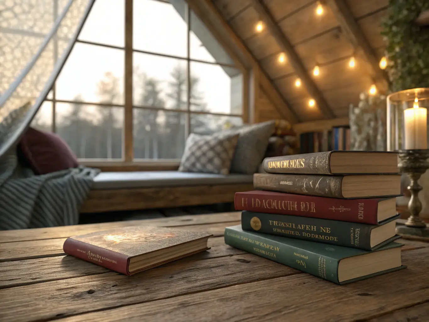 A creative flat-lay photograph of both books side by side on a dark editorial desk, accented with gold pens and a warm reading light, evoking a sense of inspiration and thoughtful reflection.